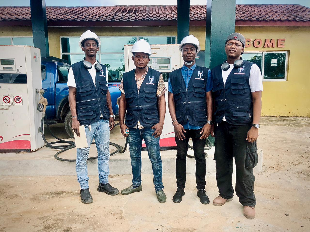 The Hadi field team at the petrol station